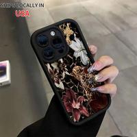 TPU case with Cheetah Lily floral pattern is retro and elegant, for iPhone 16Pro Max, 14/13 Pro/12/11/Xs Max, using high aest...