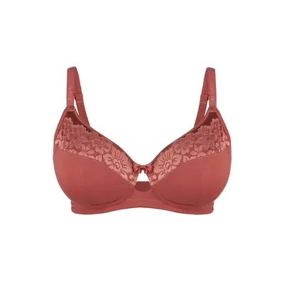 Rosie - Silk & Organic Cotton Lace Full Cup Wireless Bra | Size: 38F | Color: Red