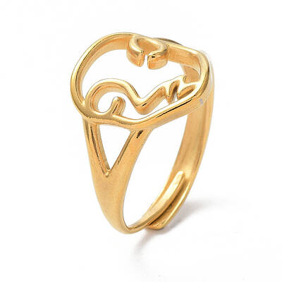 Ion Plating(IP) 304 Stainless Steel Hollow Abstract Face Adjustable Rings