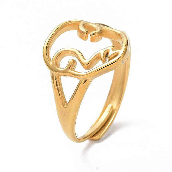 Ion Plating(IP) 304 Stainless Steel Hollow Abstract Face Adjustable Rings