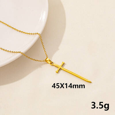 Vintage Stainless Steel Sword Pendant Necklaces for Women