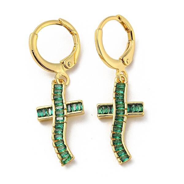 Real 18K Gold Plated Brass Dangle Leverback Earrings