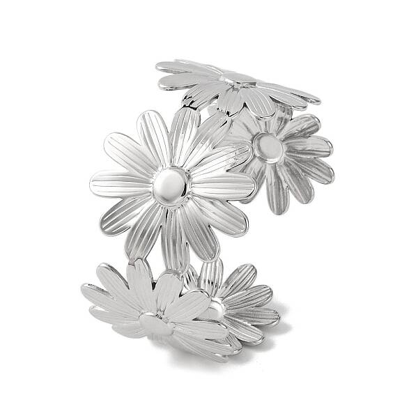 Flower 304 Stainless Steel Bangles for Women