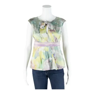 MOSCHINO Cheap And Chic Green Silk Floral Sleeveless Womens S