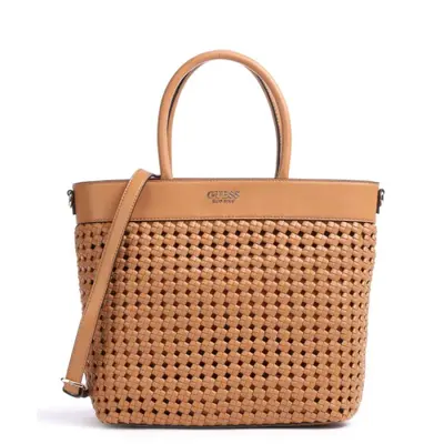 Guess Sicily Handbag Cognac in Fabric and Synthetic Leather 30x30x12 cm
