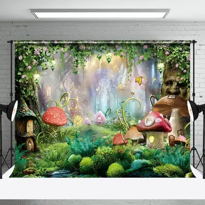 Aperturee Magical Forest Fairyland Green Spring Scenery Backdrop