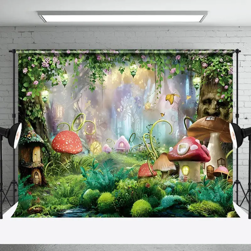 Aperturee Magical Forest Fairyland Green Spring Scenery Backdrop