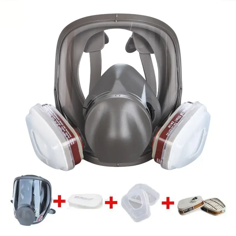 7 in 1 Full Face Mask, Safety Reusable Dustproof & Anti-chemical Paint Mask, Easy To Pull-in Silicone Sealed Mask for Outdoor...