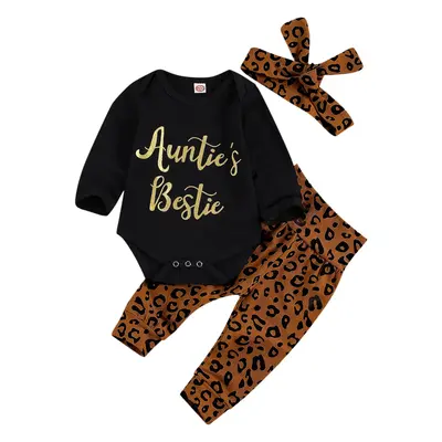 Newborn Baby Girl Clothes Aunties Bestie Infant Fall Winter Romper Floral Pants Cute Baby Girl Outfits 3PC Set
