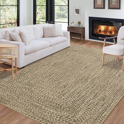 Garvee Beige Yellow 3x5 Washable Rug Non Slip Backing Living Room Bedroom Kids Room