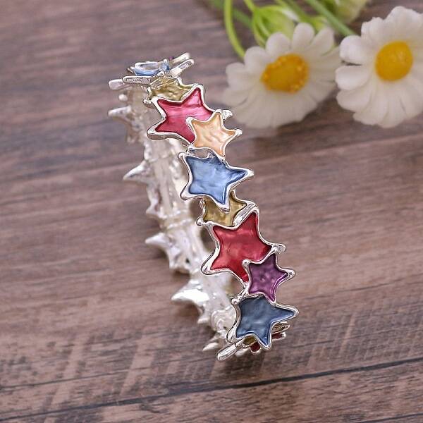 Alloy Enamel Links Stretch Bangles