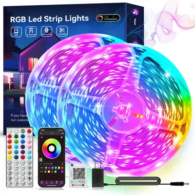 100FT 50FT Smart LED Strip Lights Sync to Music with 44 Key Remote Controller Lighting Strips with App Control LED Lights for...