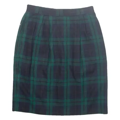 SAG HARBOR Womens Straight Skirt Green Knee Length Wool Check UK 14