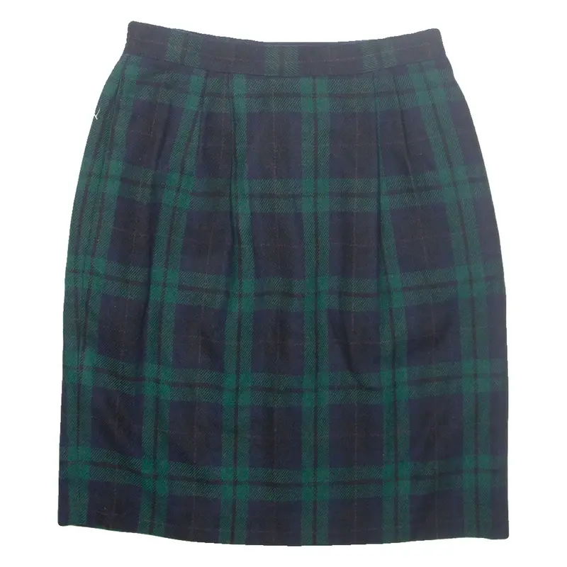 SAG HARBOR Womens Straight Skirt Green Knee Length Wool Check UK 14