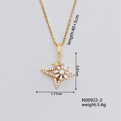 Elegant Vintage Windmill Brass Micro Pave Cubic Zirconia Pendant Necklaces