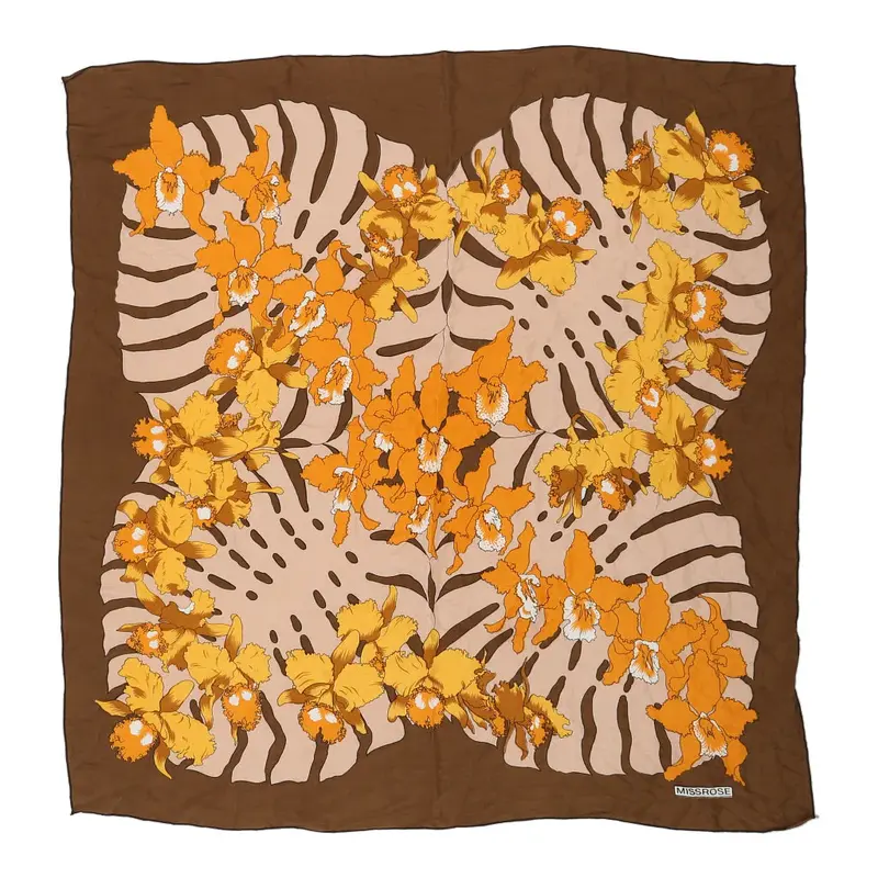 Missrose Floral Scarf - No Size Brown Polyester