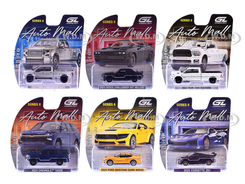 Auto Mall Series 8 Set of 6 pieces 1/64 Diecast Model Cars by Greenlight