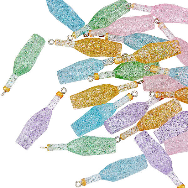 50Pcs 5 Colors Transparent Resin Pendants