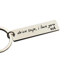 Driving Safe Keychain Gift, Engraved 'I Love You' Stainless Steel Keyring for Husband, Boyfriend, Brother, or New Driver - Pe...
