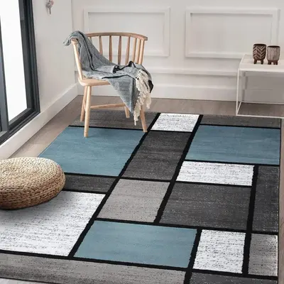 Geometric Print Non-slip Large Rug, 1 Count Colorblock Decoration Floor Mat, Modern Minimalist Indoor Floor Mat for Home Livi...
