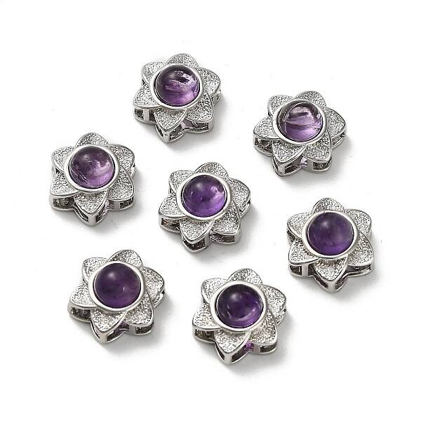 Brass Pave Natural Amethyst Multi-Strand Links