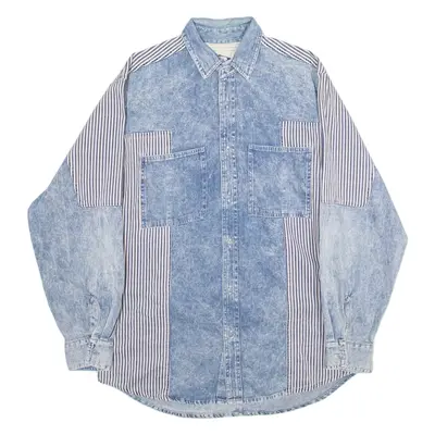 Mens Shirt Blue Striped Long Sleeve M