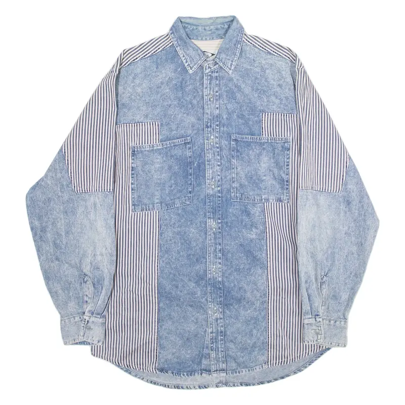 Mens Shirt Blue Striped Long Sleeve M