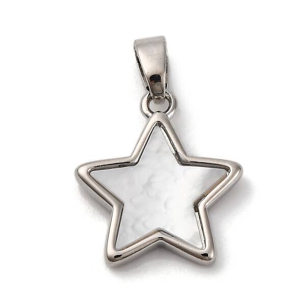 Brass Pave Natural White Shell Star Charms