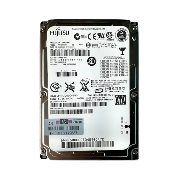 CA06820-B76100C3 Fujitsu 60GB 5400RPM SATA 1.5Gb/s 8MB Cache 2.5-Inch Hard Drive