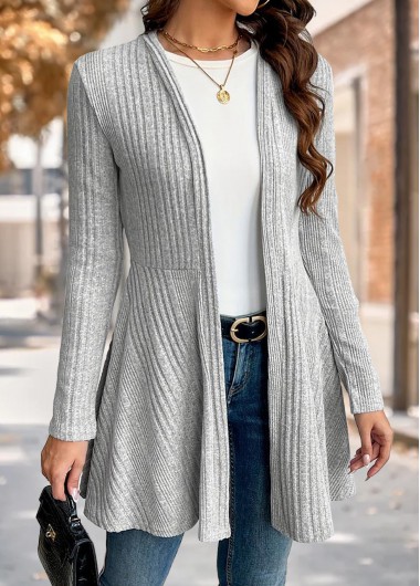 Modlily Grey Long Sleeve Tunic Light Cardigan - S