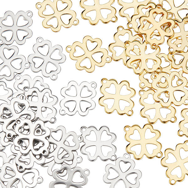 40Pcs 2 Colors 201 Stainless Steel Connector Charms