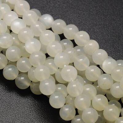 Round Natural White Moonstone Bead Strands
