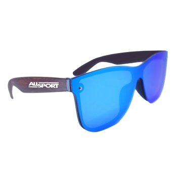 150 Custom Reflective Frameless Sunglasses With Wood Tone Arms - ...