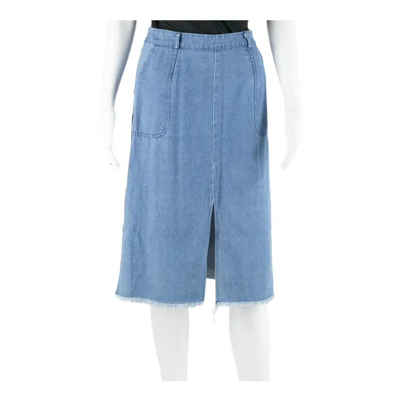 Knee Length Straight Skirt Blue Womens XS