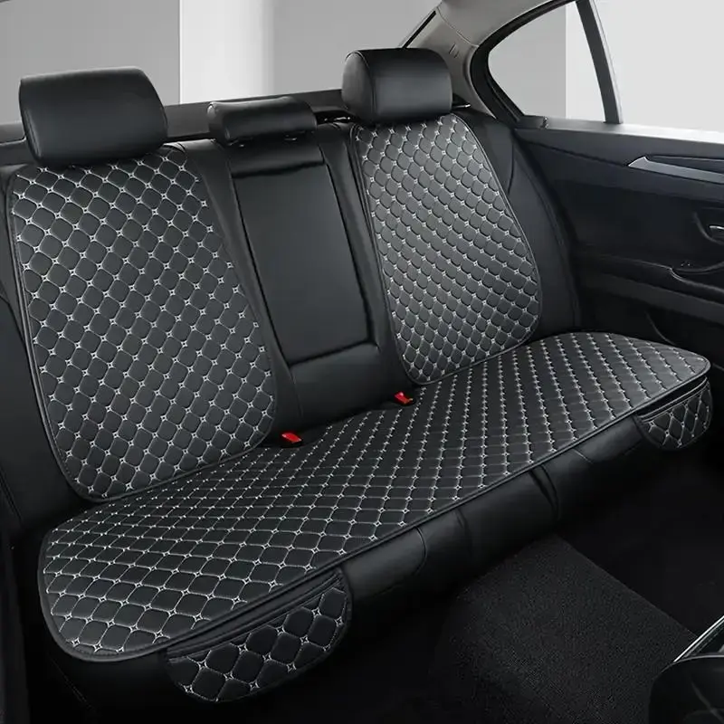 Car Rear Seat Cover, 1 Count Universal Car Rear Seat Protective Cushion Cover & 2 Counts Rear Backrest Cushions, Hand Emb...