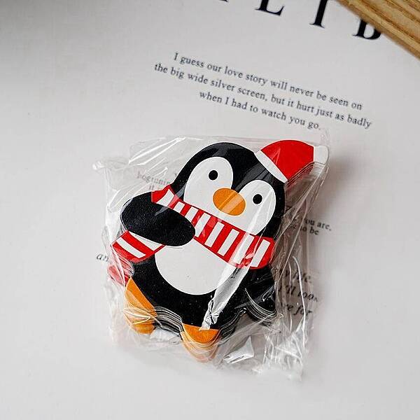 Christmas Theme Penguin Shape Paper Candy Lollipops Cards