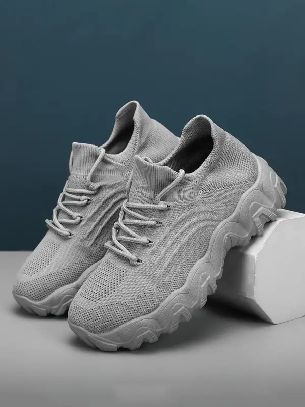 Minimalist Casual Plain Lace Up Low Top Sneakers, Women Shoes, Breathable Comfortable Sports Running Shoes, Fashionable All-m...