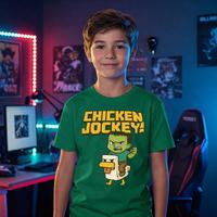 [Sale Up To 40%] Youth Chicken Jockey Minecraft Shirt – Funny Gamer Tee Inspired by Minecraft Movie, Perfect Gift for Kids ...