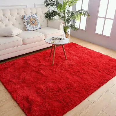 1 Piece Plain Fuzzy Rug, Non-slip Soft Washable Area Rug, Decorative Carpet for Living Room Bedroom Kitchen Dormitory