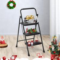 2 Step Ladder, 800lbs Sturdy Portable Ladder, Folding Step Stool with Anti-Slip Pedal, Cushioned Handle, Lightweight Step Sto...