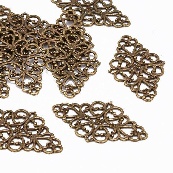 Tibetan Style Alloy Rhombus Filigree Joiners Links