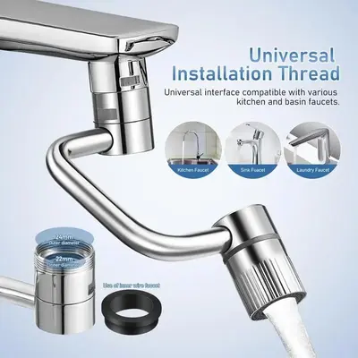 1440° Rotatable Faucet Aerator Extension, Dual Sprayer Mode Bathroom & Kitchen Faucet Attachment, Multifunctional Universal ...
