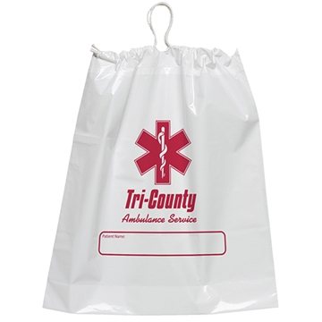 150 Customized Plastic Bag w/ Cotton Drawstring 16