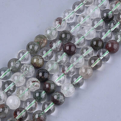 Natural Green Lodolite Quartz/Garden Quartz Beads Strands