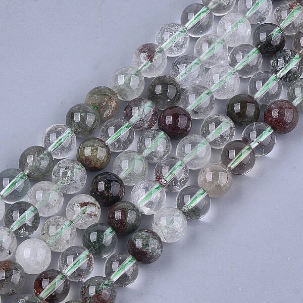 Natural Green Lodolite Quartz/Garden Quartz Beads Strands