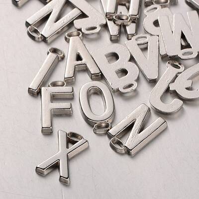 Tibetan Style Alloy Alphabet Pendants