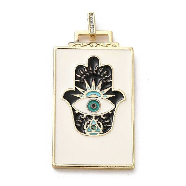Brass Micro Pave Cubic Zirconia Pendant with Enamel