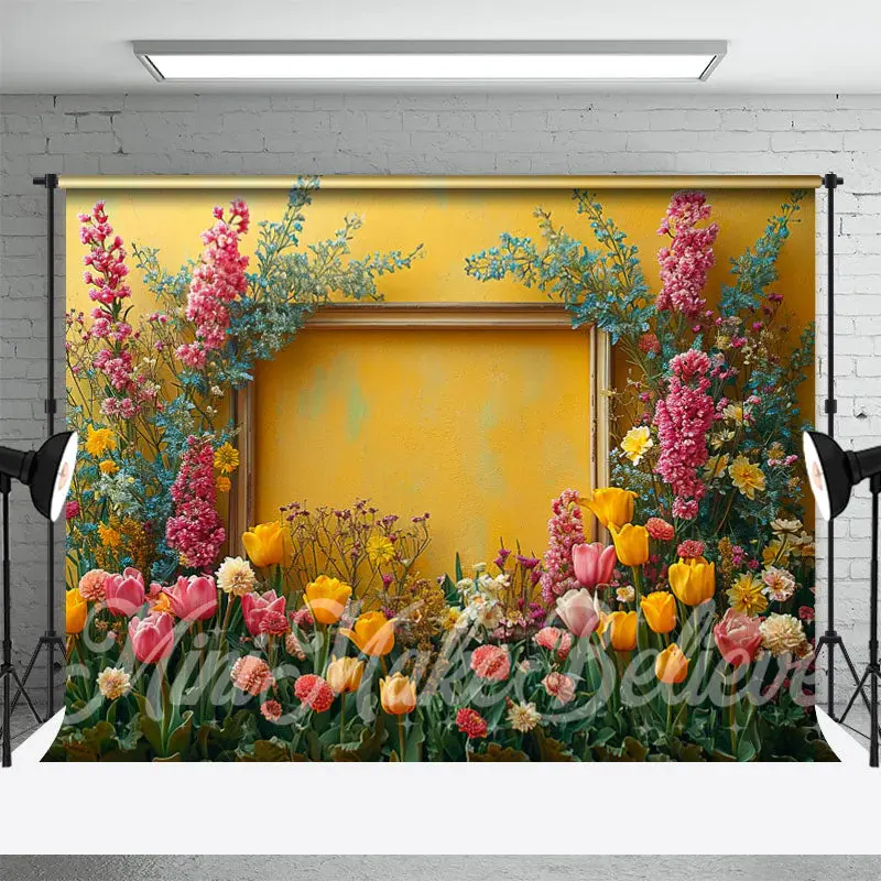 Photo Frames Yellow Tulip Floral Backdrop - Aperturee