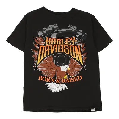 Age - 5/6 Years Harley Davidson Spellout T-Shirt - XS Black Cotton