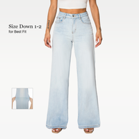 【Plus Size】CANANA Super Stretchy High Waist Wide Leg Jeans Tummy Control BBL Regular Size Womenswear Bottom Underwear Com...